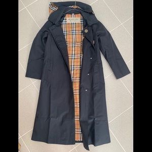 Burberry hooded black trench coat US size 2